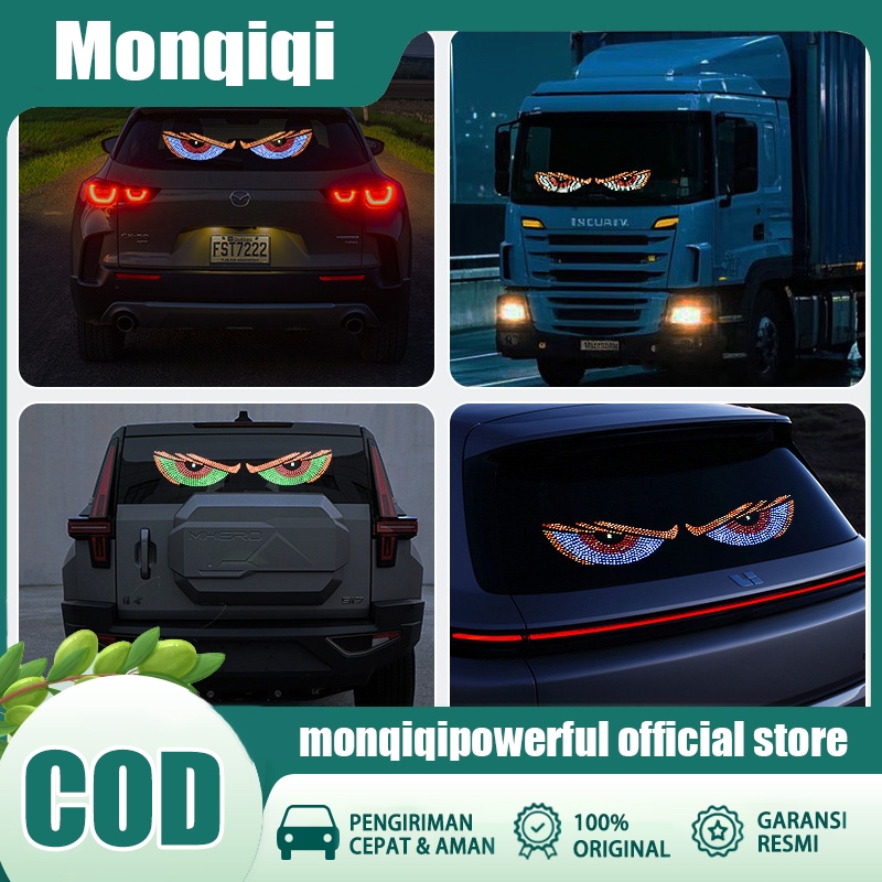 Lampu Hiasan Mobil LED USB Tiga Warna Dinamis Lampu LED Animasi Mata Devil Eyes Tempel Kaca Lampu hi