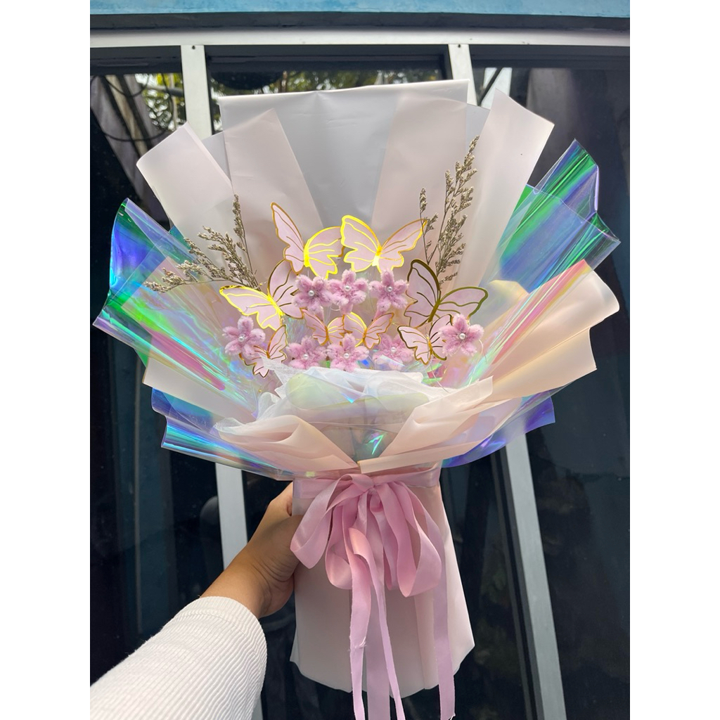 Buket Kupu Kupu Pink/ Buket Kupu Kupu Ungu/ Buket Kupu Kupu Biru/ Buket Kupu Kupu Lampu/ Buket Kupu 