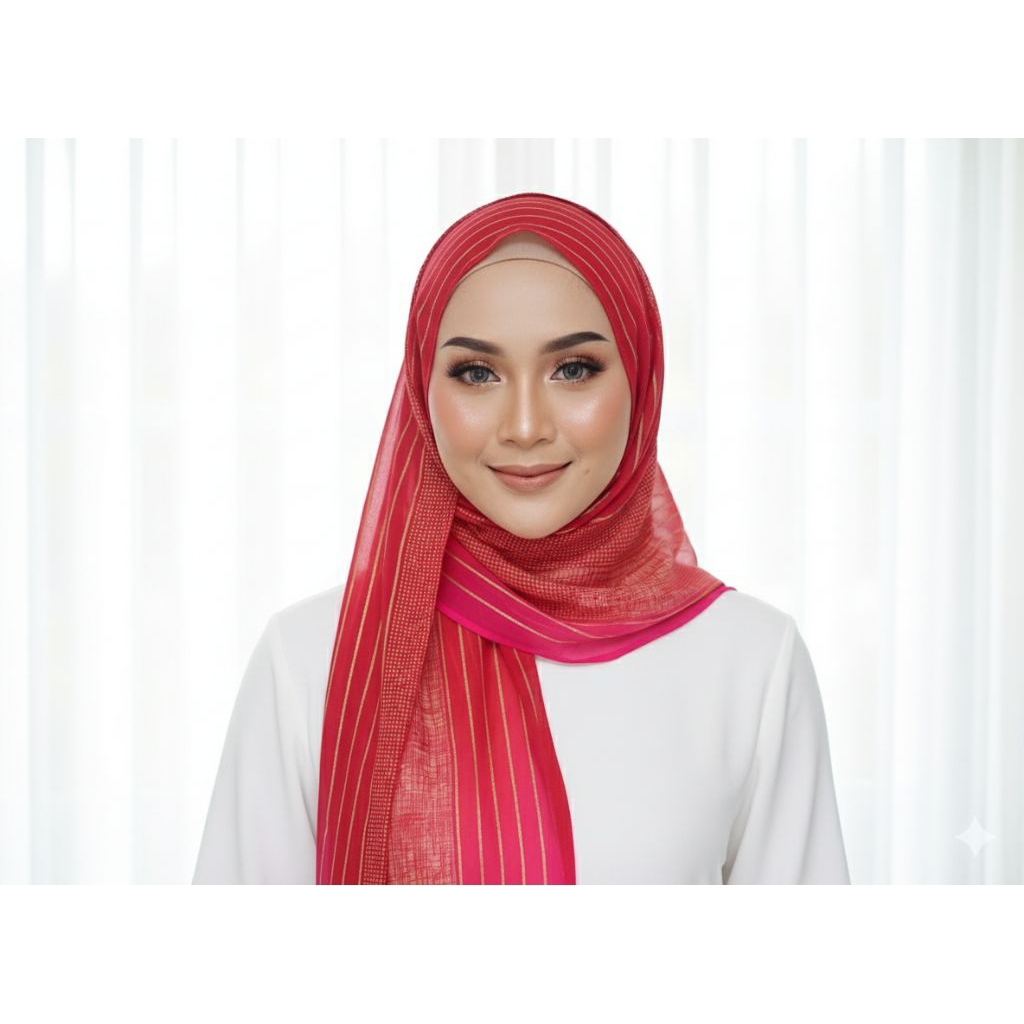 Hijab Persegi Panjang Motif Garis