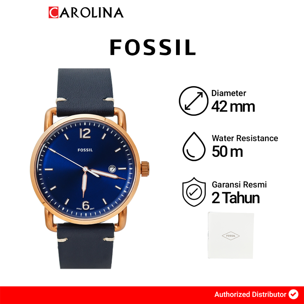 Jam Tangan Pria Fossil Commuter FS5274 Blue Dial Blue Leather Strap