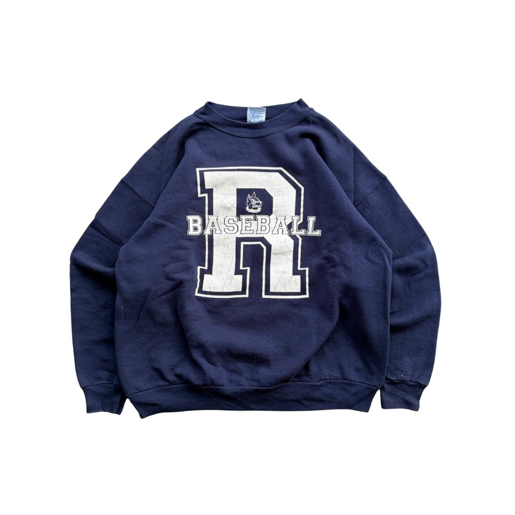 Vintage Redlands Baseball Navy Boxy Cropped Fit Crewneck Hanes (Russell Athletic)