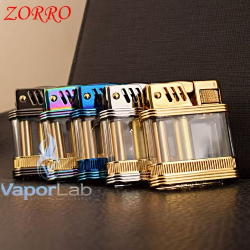korek api Zorro minyak classic vintage transparant oil Lighter giftbox original