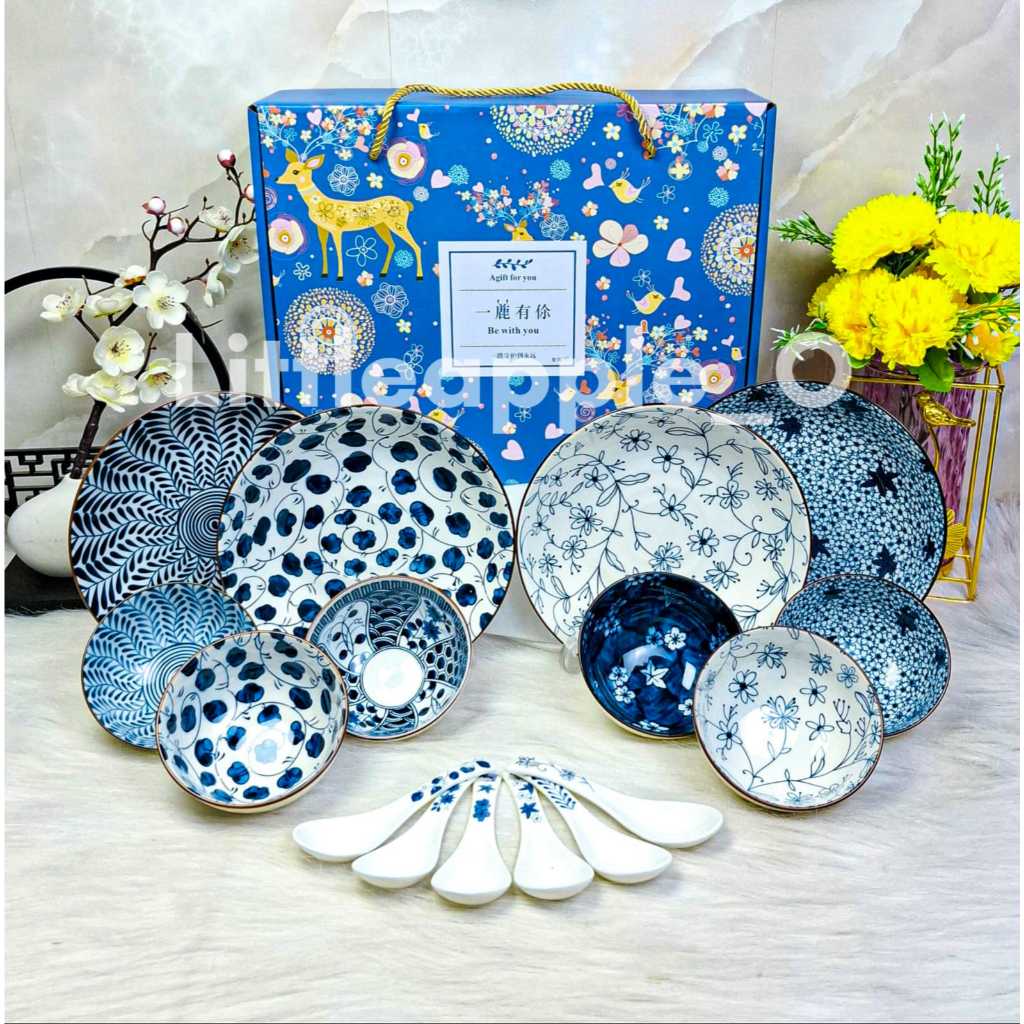 Hampers And Souvenir Piring Mangkok Keramik Set / Hampers Piring Mangkok Keramik Ramadhan Gift set