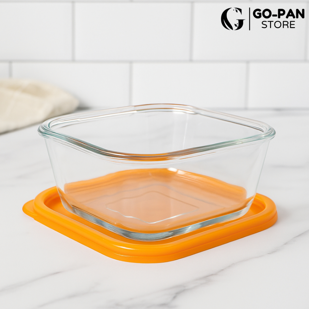 Mangkok Kaca Persegi Tebal Persegi Tahan Panas Tutup Plastik Model | Mangkok Souvenir Hajatan