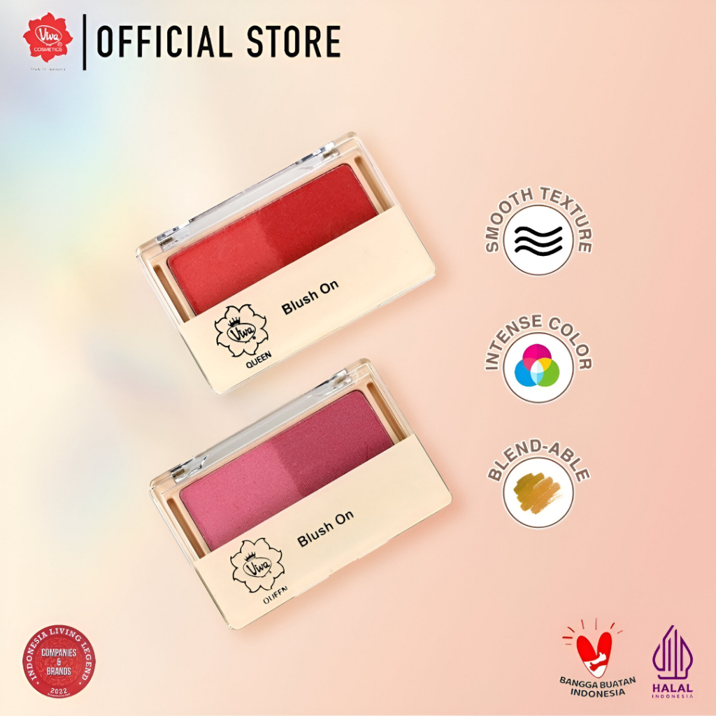 Viva Queen Blush On Duo | Makeup Wajah Natural Glow Tahan Lama 2 Warna | Original BPOM Best Seller