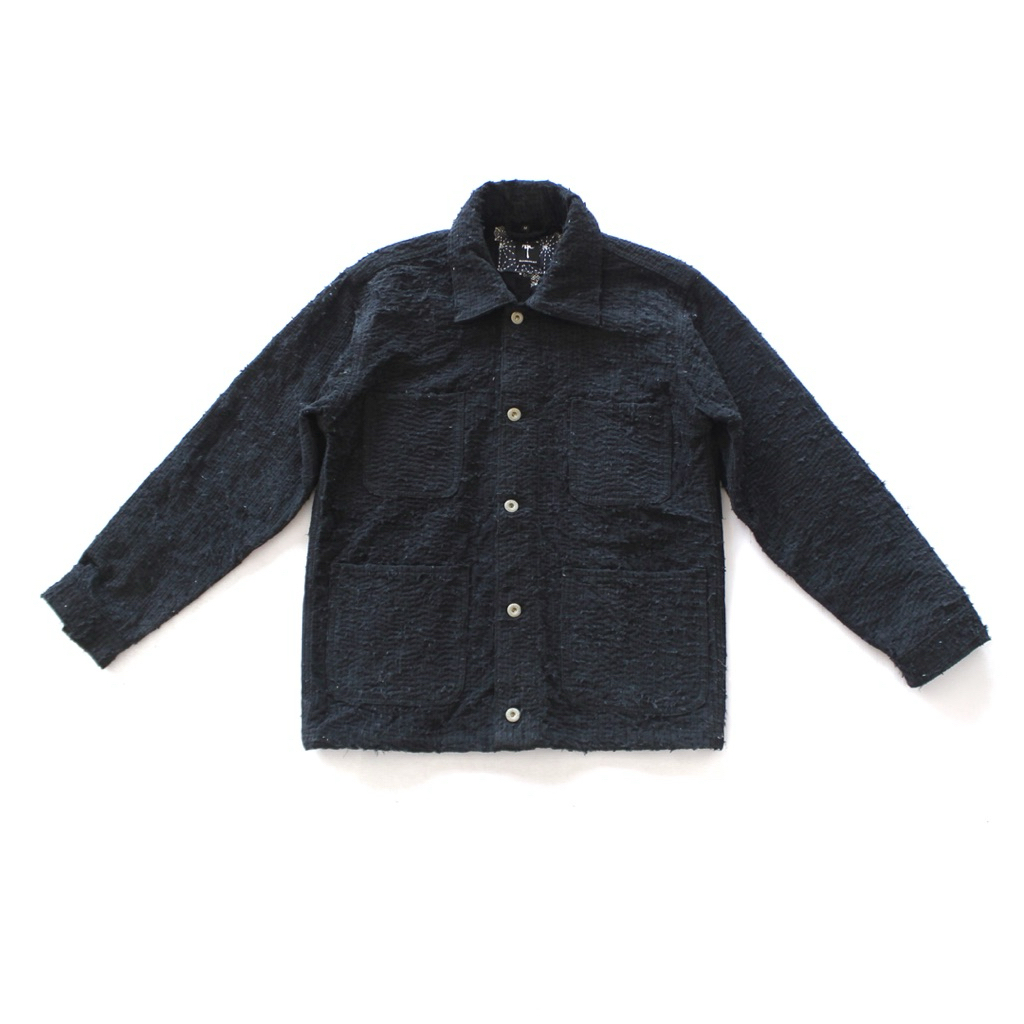 overall outer jacket distressed black boro sashiko