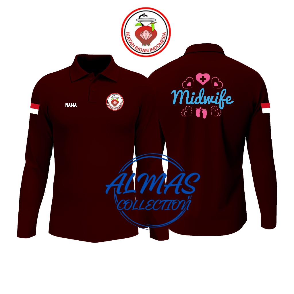 KAOS MODEL POLO BERKERAH ( BIDAN REQUES SUKA") / BAJU KAOS BIDAN ready Lengan pendek dan Lengan panj