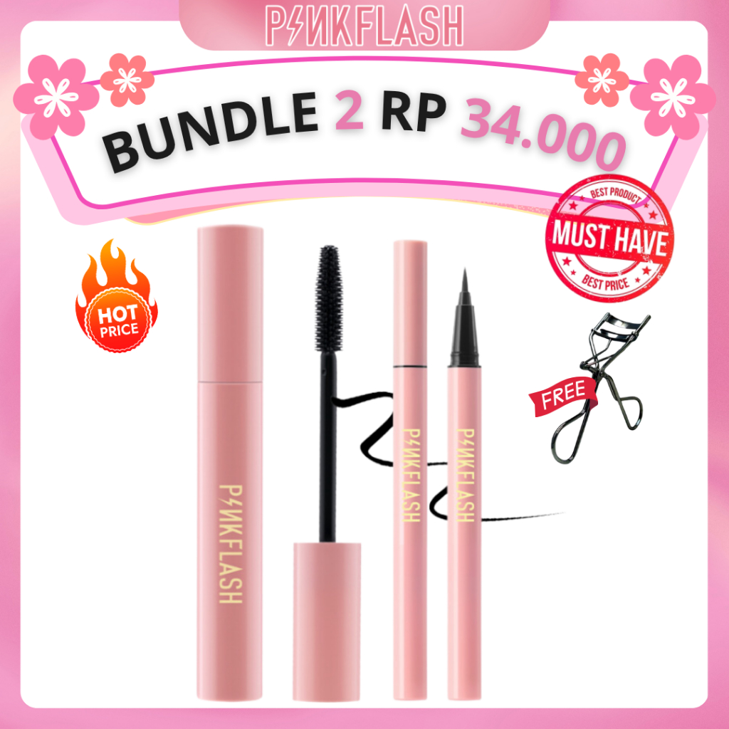 PINKFLASH Bundling 2 pcs Mascara + Eyeliner Long Lasting Waterproof - Maskara dan Eyeliner