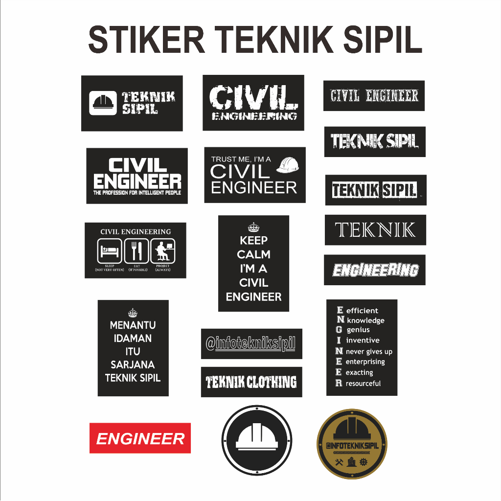 Paket Stiker Teknik Sipil Civil Engineering dan Paket Stiker Arsitektur