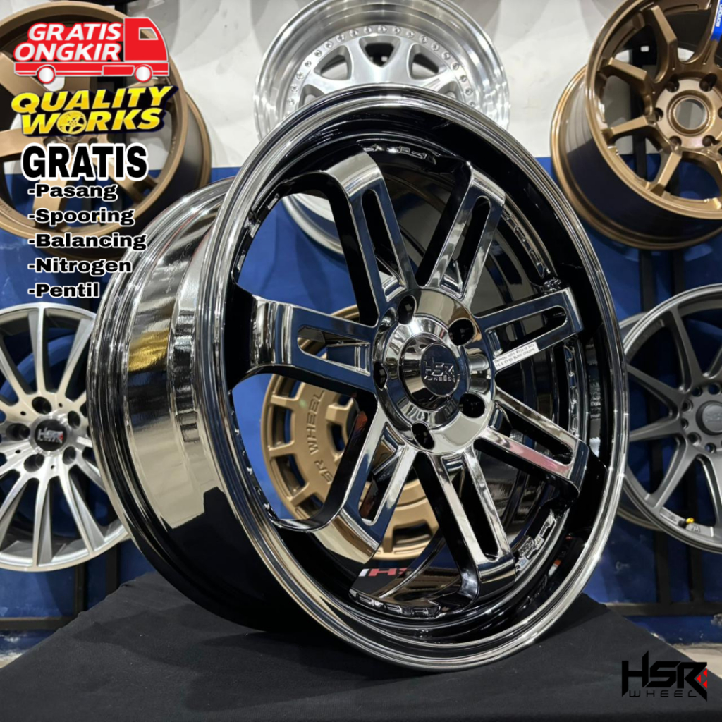 Velg Black Chrome Ring 17 HSR Wheel Daimon, Mobil Xpander Terios Civic