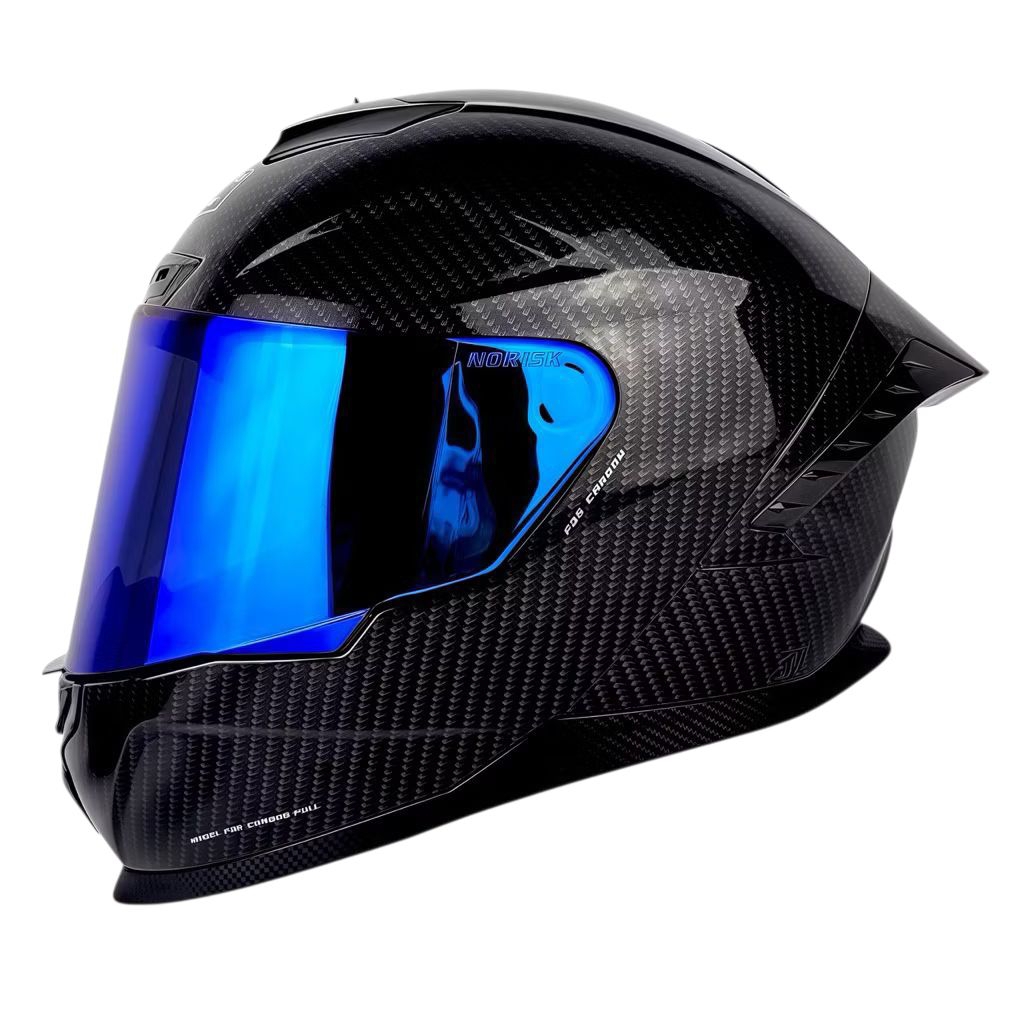 helm full face vrc motif carbon visor iridium blue sni support intercom