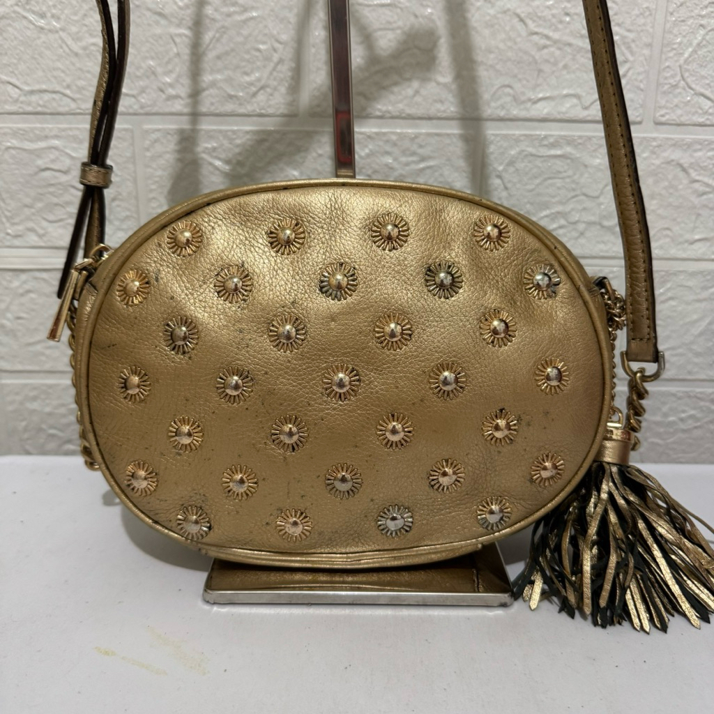 tas sling bag MK. tas selempang kulit asli. tas. gold