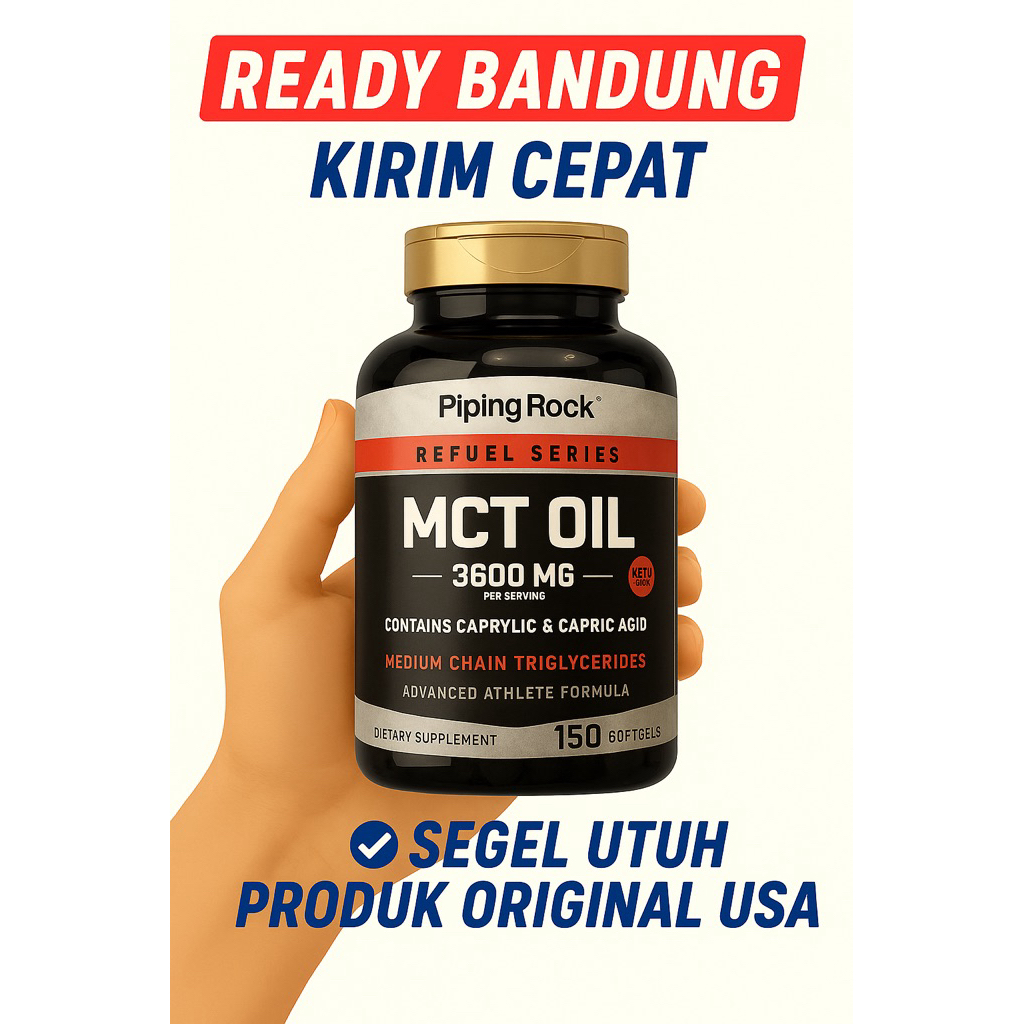 Pipingrock piping rock MCT Oil 3600 mg 3600mg 150 Softgels USA Original – Suplemen Energi & Ketogeni