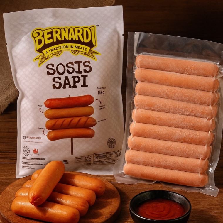 Bernardi Sosis Sapi 10 cm (Premium) / Sosis Bernardi 1 Kg