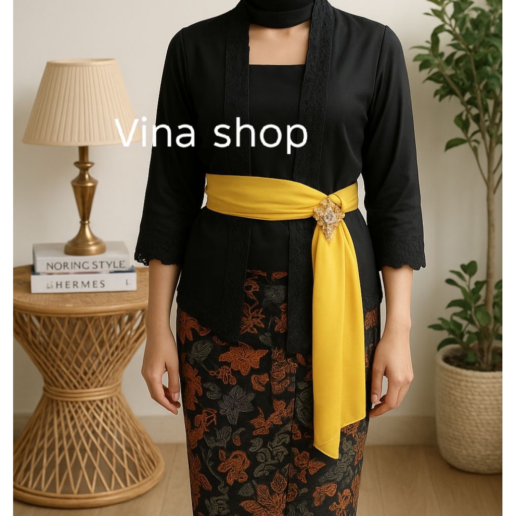 Set Kebaya Bali Bordir-Kebaya Bali + Selendang