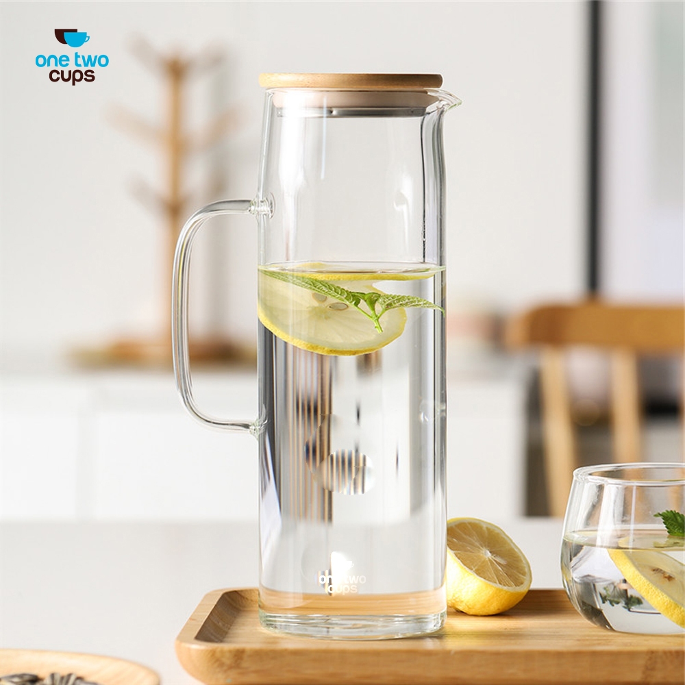 Teko Pitcher Kaca Borosilicate Tutup Kayu 1.38L