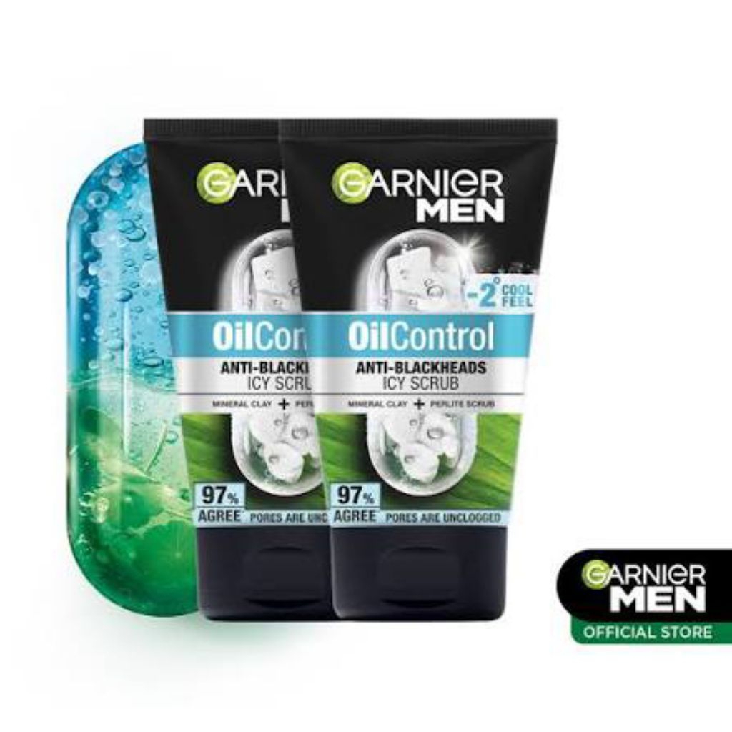 (100% Ori-Grosir) Garnier Men Oil Control Anti-Impurities 3-in-1 Wash|Scrub|Mask Charcoal. Kemasan 1