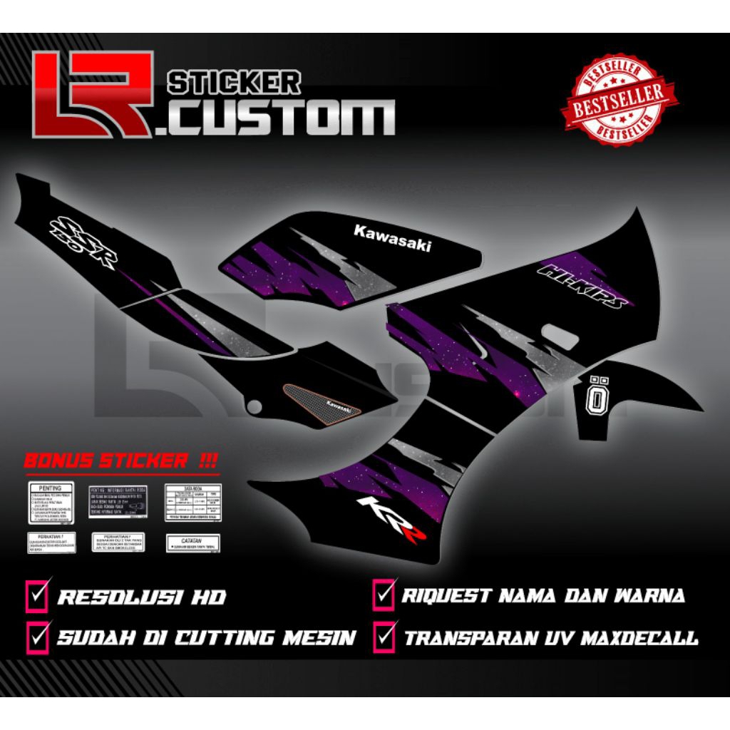 Striping Variasi ninja krr ssr 150 hitam custom transparan maxdecal premium (bisa custom) sudah dicu