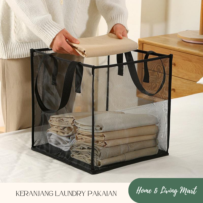 KERANJANG LAUNDRY BAJU CUCIAN PAKAIAN KOTOR TAS LAUNDRY BASKET / TEMPAT LAUNDRY LIPAT TEBAL KERANJAN