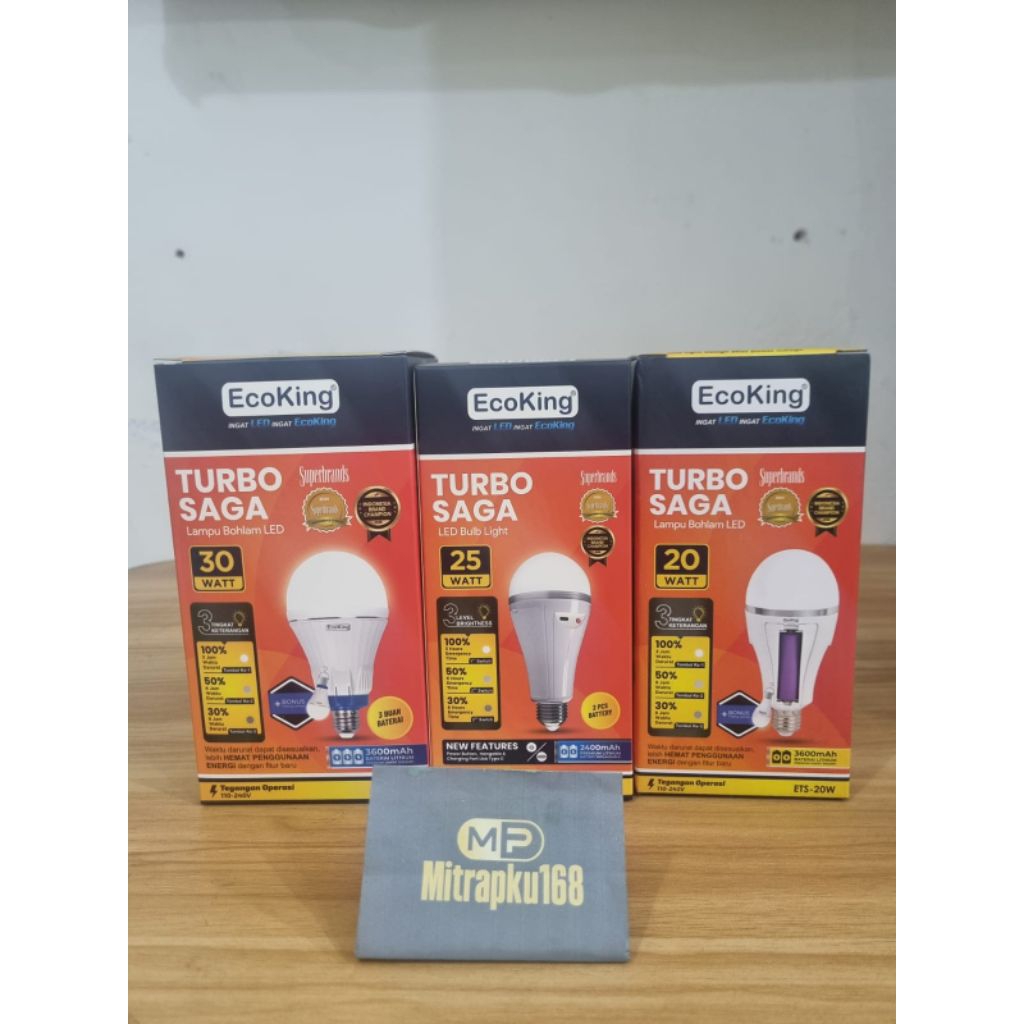 Lampu Ac Dc Emergency Ecoking Turbo saga 20 25 30 Watt / Lampu Emergency Portable