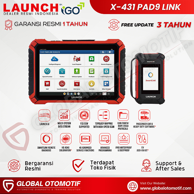 Scanner Mobil Universal LAUNCH PAD9 Scanner Mobil Diagnosis Terunggul dan Terbaik