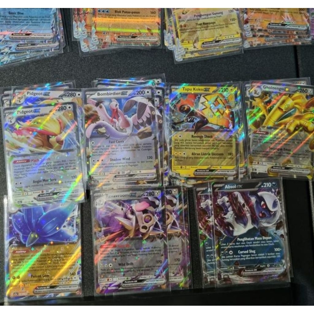 Revavroom Bombirdier Pidgeot Gholdengo Glimmora  Tapu Koko EX RR Pokemon TCG Indonesia