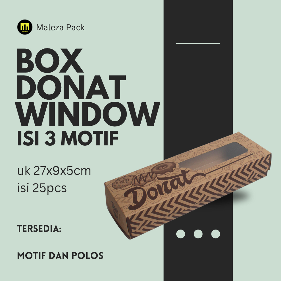Box donat isi 3 Window Motif | Kotak donat Jendela | Dus donat motif isi 3 Jendela isi 25pcs