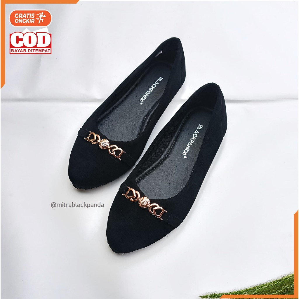 Blackpanda Flat Shoes - Sepatu Black Panda - Sepatu Wanita - Black Panda Diva Black