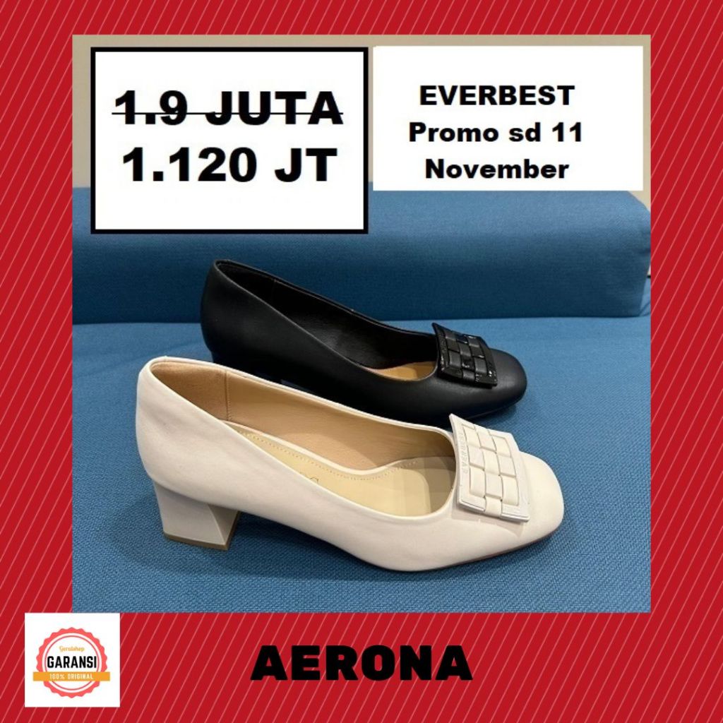 Sepatu heels kerja wanita perempuan cewe cewek EVERBEST ORIGINAL 100% AERONA