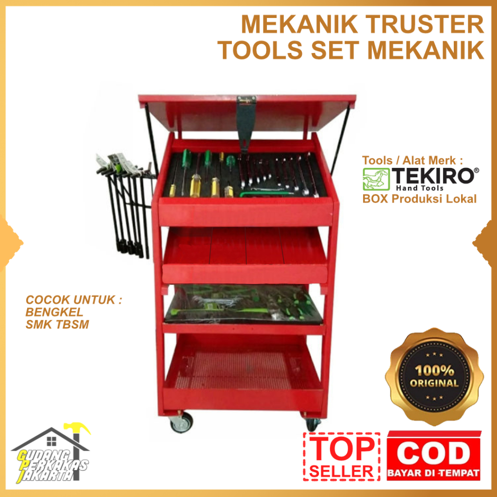 MEKANIK TRUSTER SET TEKIRO ( BOX+TOOL )  Mechanic Tool Box AHASS Tool Rak Bengkel SMK TBSM
