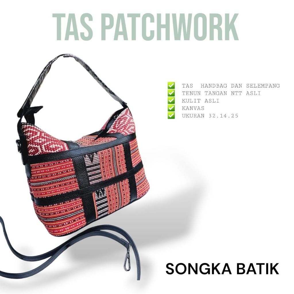 TAS ETNIK HANDBAG WANITA KULIT ASLI TENUN NTT PATCHWORK 123