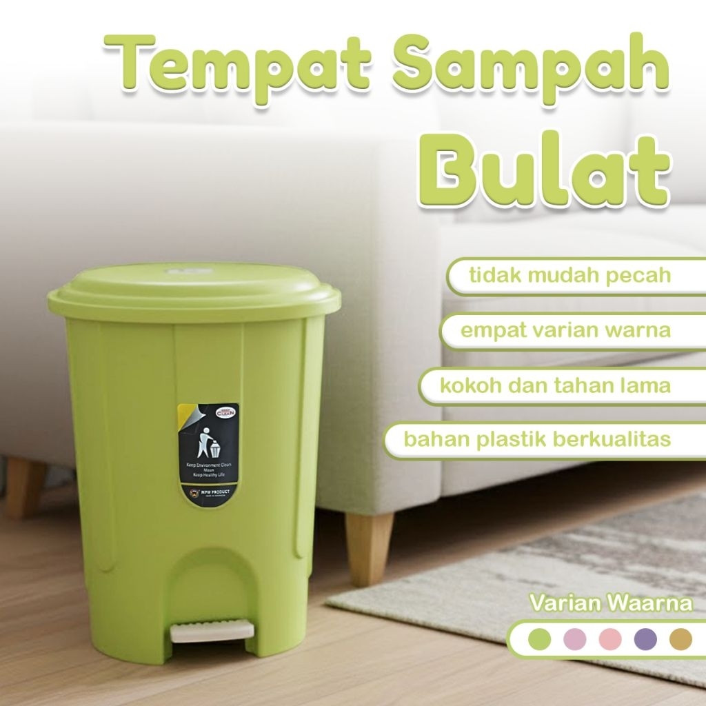 MPW Tempat Sampah Bulat Injak Pedal Warna Soft / Tempat Sampah Plastik Injak / Tempat sampah pedal i
