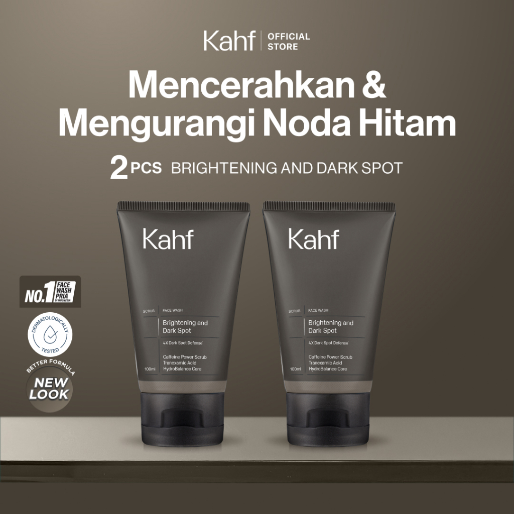 Twin Pack Kahf Face Wash Brightening and Dark Spot Scrub 100 ml - 2 pcs Sabun Cuci Muka Pria Anti No