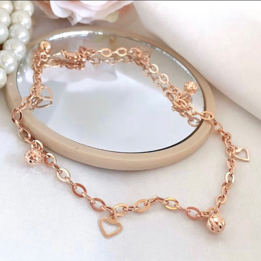 Gelang Kaki emas 8k Nori Beads Love elegant