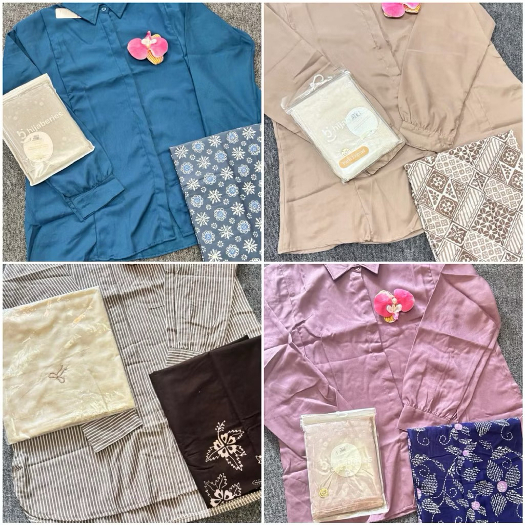 SETELAN BAJU SANTRI WANITA 3in1  ( baju + kerudung + sarung batik) NYAMAN DAN SOPAN