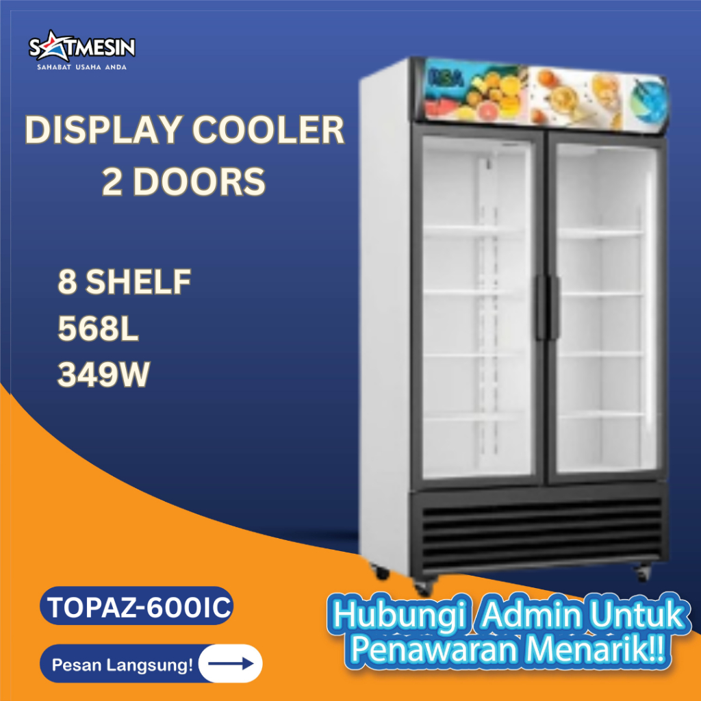 RSA TOPAZ-600 Showcase 2 Pintu Display Cooler Lemari Pendingin Minuman