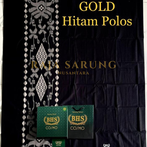 Sarung BHS Cosmo Polos Hitam GOLD bhs hitam polos bhs polos warna
