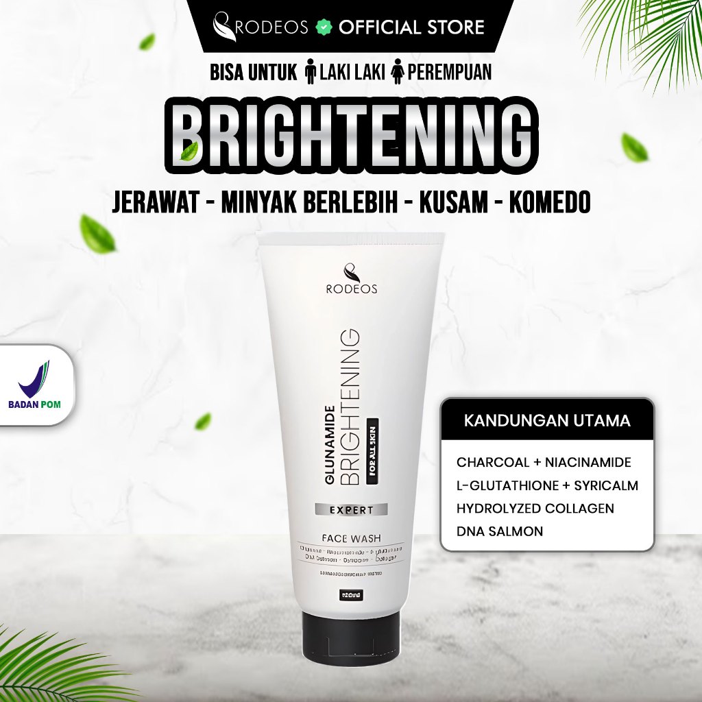 [ORIGINAL] RODEOS Glunamide Brightening Face Wash 100ml – Sabun Cuci Muka Pencerah untuk Jerawat, Ku