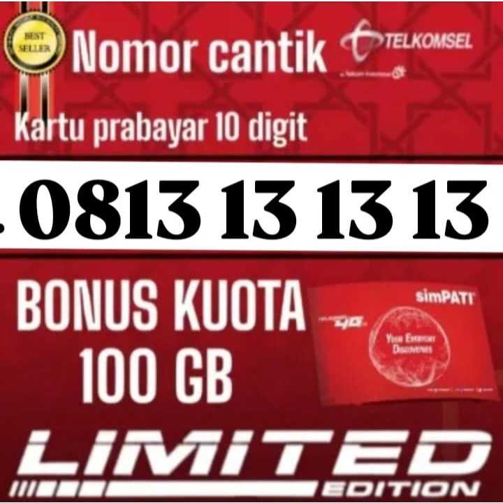 PERDANA NOMOR CANTIK TELKOMSEL 10 DIGIT FREE KUOTA 100GB