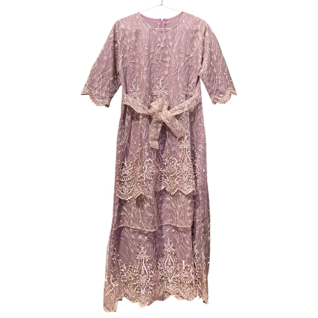 [new] Dress Brukat Kebaya Wanita Full Furing Full Payet Baju Kondangan Mauve