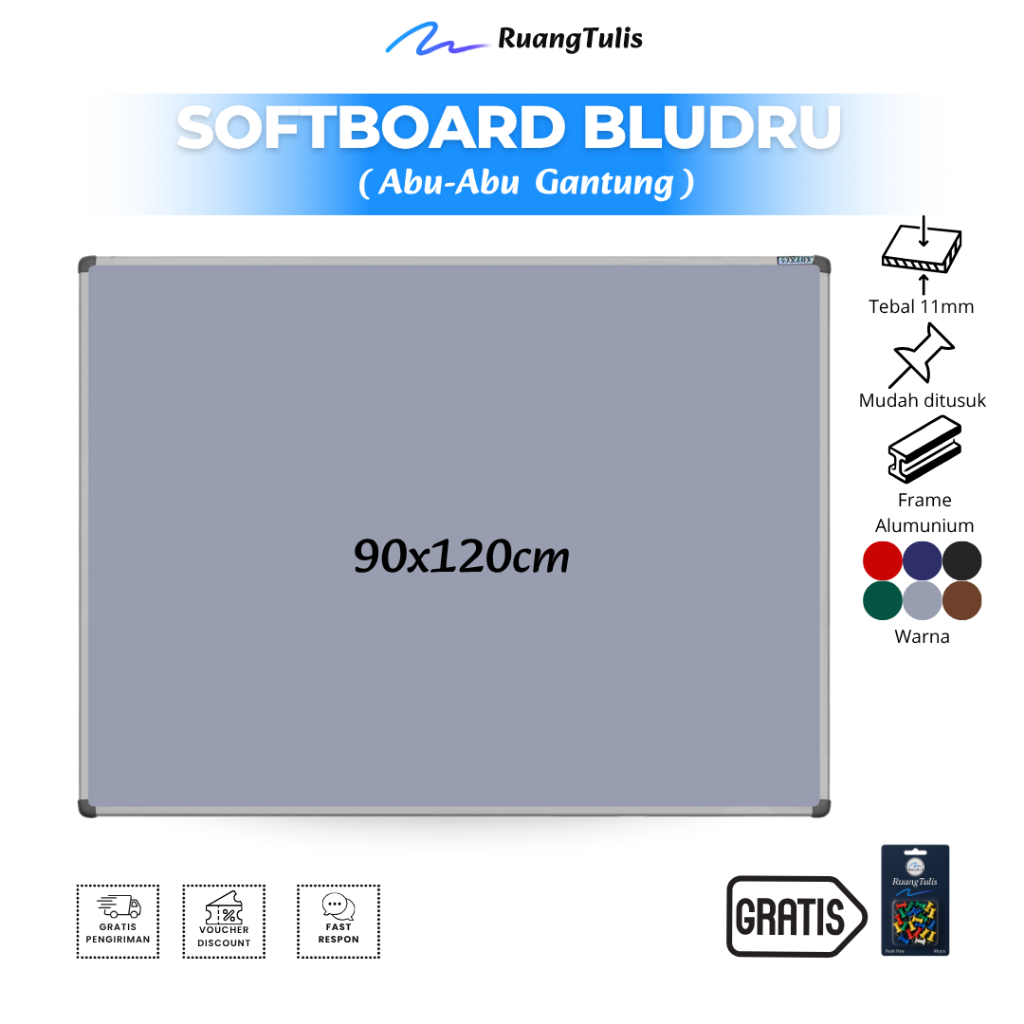 Sakana Softboard / Cork Board / Pin Board / Vision Board / Papan Mading Bludru Gantung 90x120cm