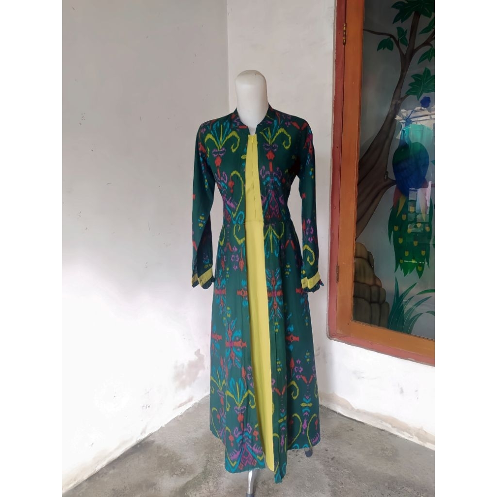 Gamis batik kombinasi polos Modern Syar'i