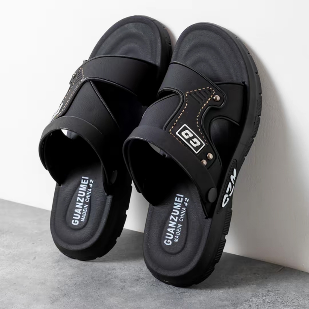 Sandal Pria Kulit 2025 Sendal Cowok Crocs Selop Gunung Karet Kerja Awet Ringan G-04