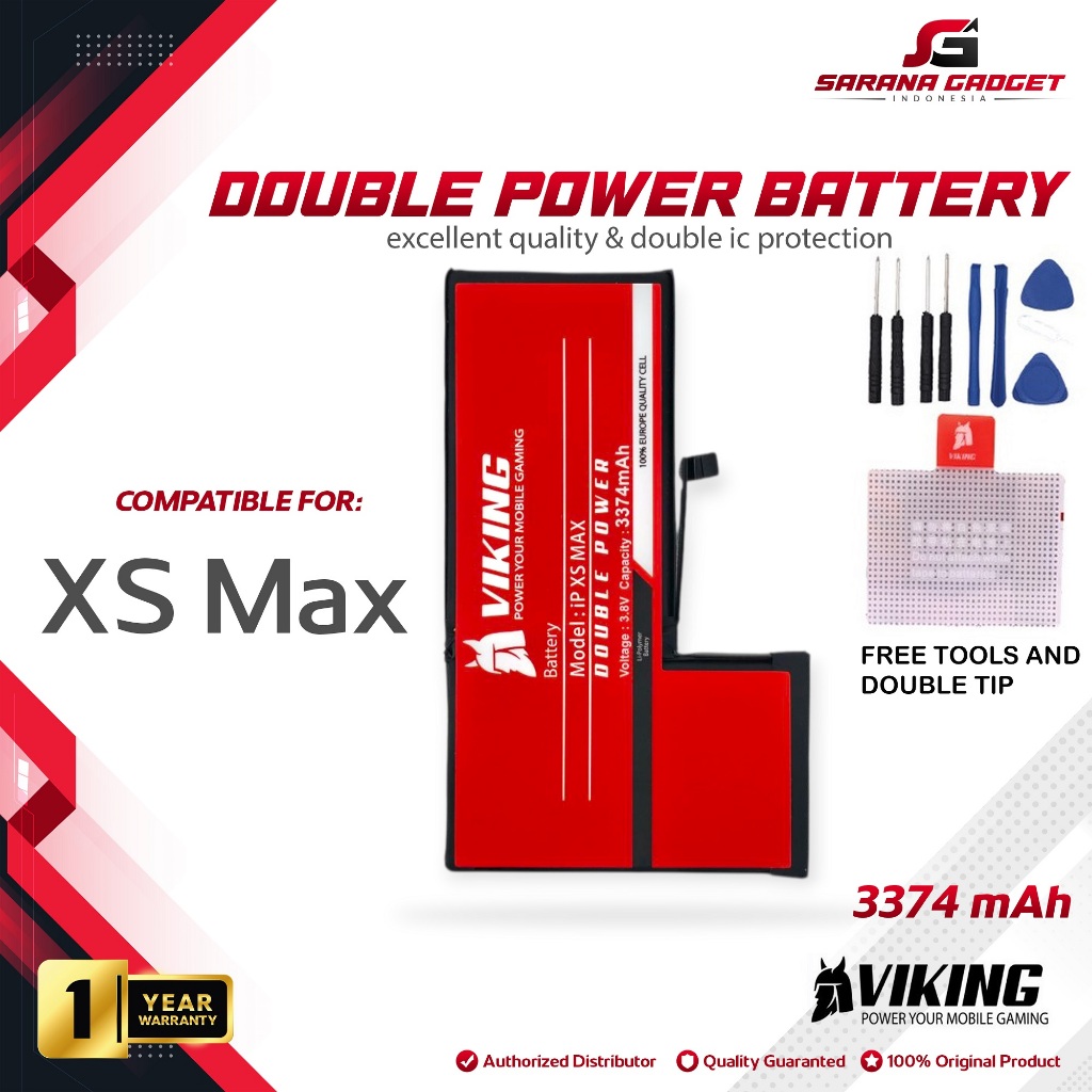 Baterai VIKING Double Power for Ip XS MAX Original Battery Batrai Batre Iphone