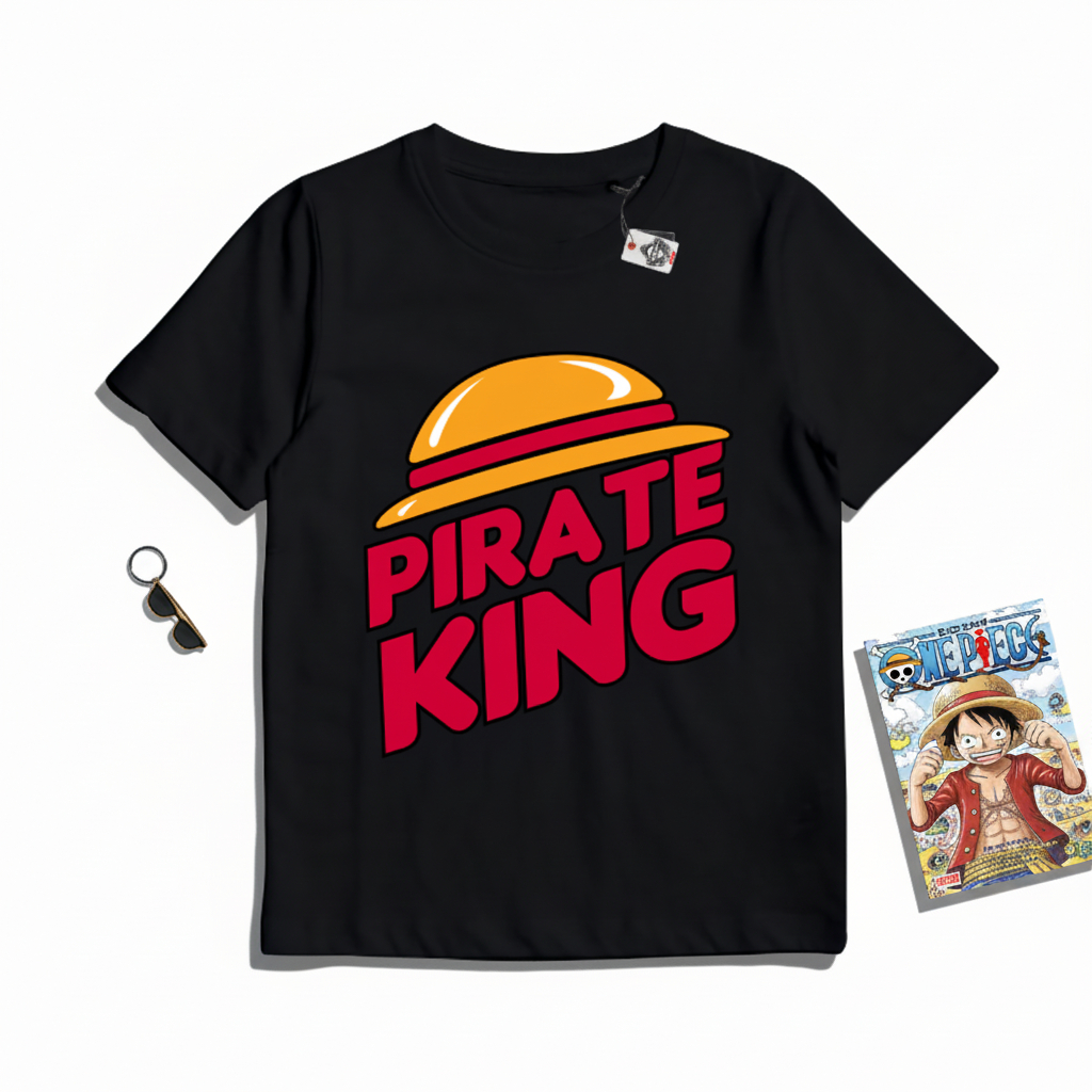 KARIMAKE Kaos Baju T Shirt Distro Anak Unisex Gambar Anime ONE PIECE PIRATE BURGER KING