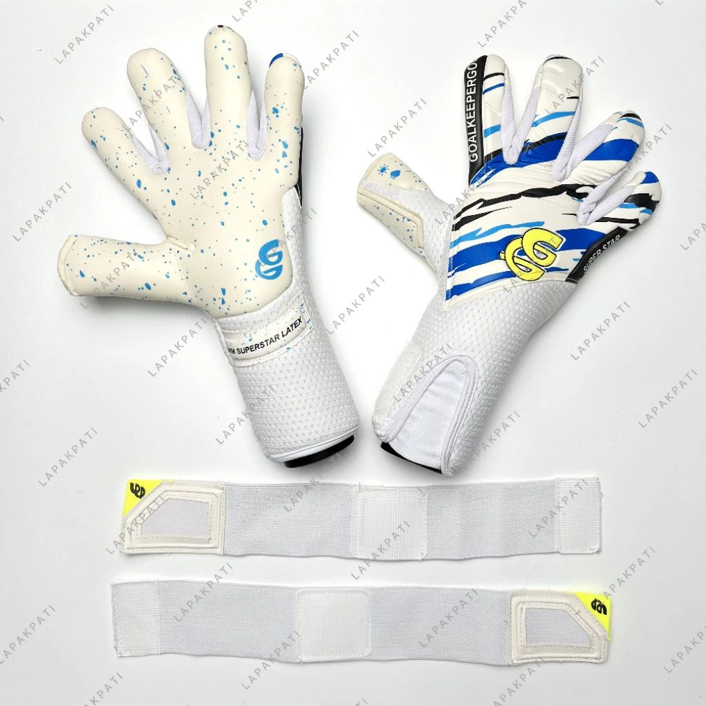 NEW 2025 FREE ID NAME GOALKEEPER GOO SUPERSTAR PUTIH BIRU SARUNG TANGAN KIPER ORIGINAL by PGS PRO IN