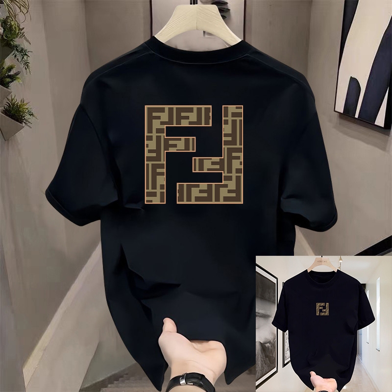 ✅COD✅kaos pria original premium tebal katun anti keringat kerah bundar ukuran besar Fendi kaos berga