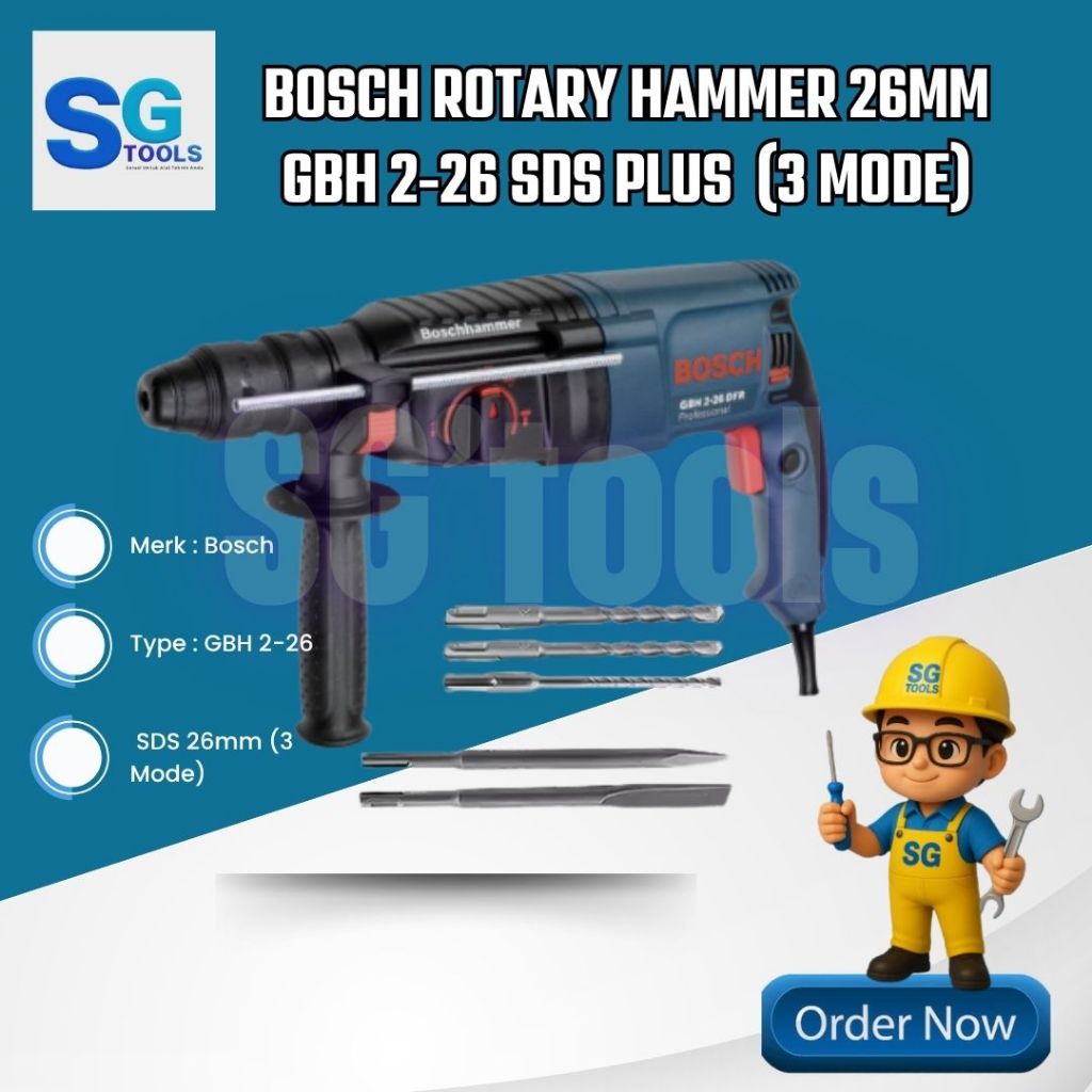 Bosch Mesin Bor Bobok Beton GBH 2-26 DRE - Rotary Hammer & Demolition - Bosch Rotary Hammer - Hammer