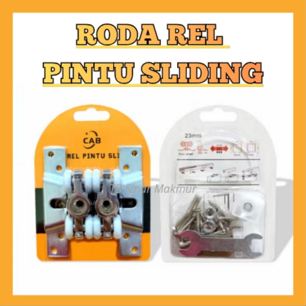 Roda Rell Pintu Sliding / Geser Gantung (1 set komplit) Isi Lengkap