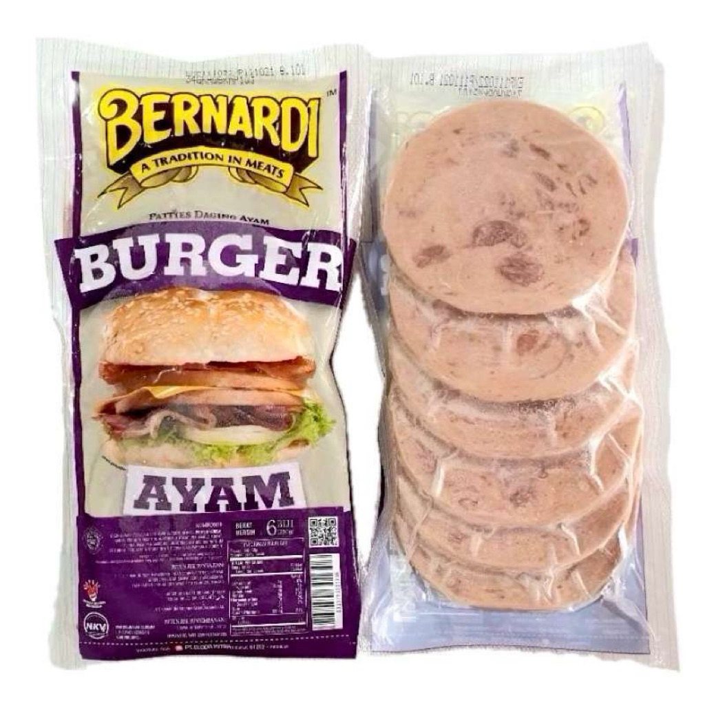 BERNARDI ISIAN BURGER DAGING AYAM 250 Gram Isi 6 Pcs